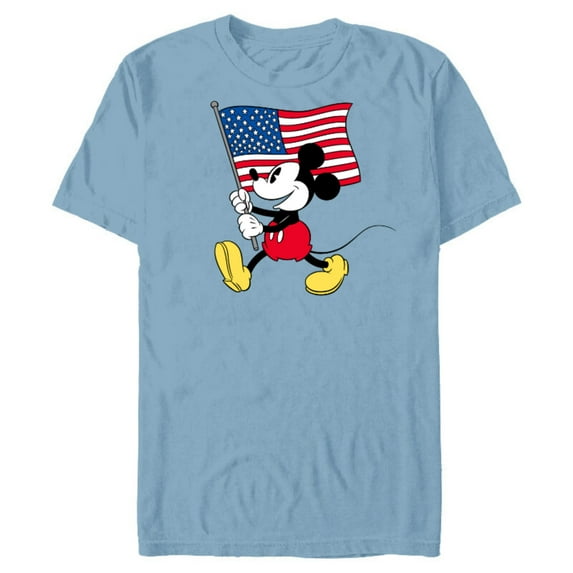 Disney Mickey Mouse Americana Flag - Short Sleeve Blended T-Shirt for Adults - Customized-Ocean Blue