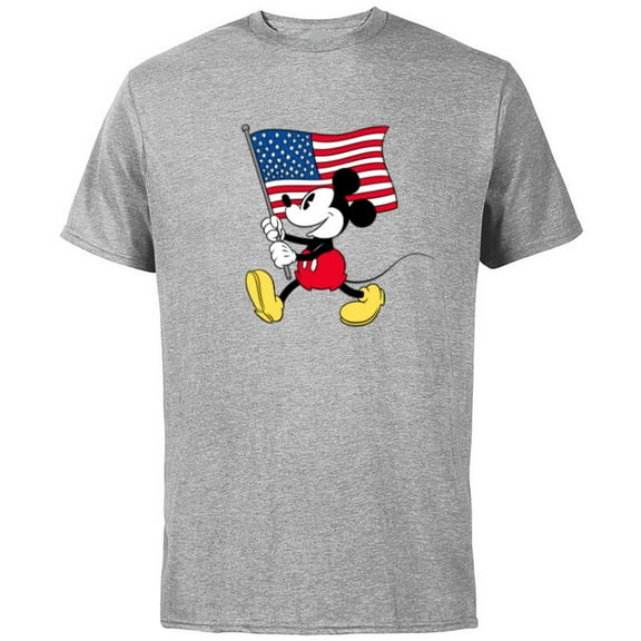 Disney Mickey Mouse Americana Flag - Short Sleeve Cotton T-Shirt for Adults - Customized-Athletic Heather