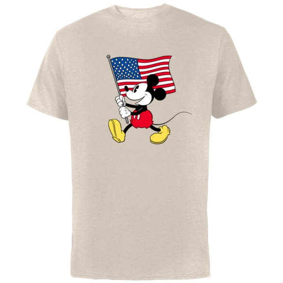 Disney Mickey Mouse Americana Flag - Short Sleeve Cotton T-Shirt for Adults - Customized-Natural
