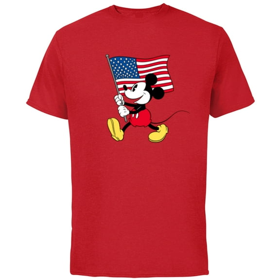 Disney Mickey Mouse Americana Flag - Short Sleeve Cotton T-Shirt for Adults - Customized-Red