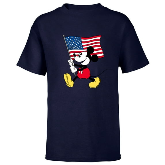 Disney Mickey Mouse Americana Flag - Short Sleeve T-Shirt for Kids - Customized-Navy