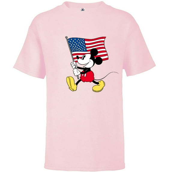 Disney Mickey Mouse Americana Flag - Short Sleeve T-Shirt for Kids - Customized-Soft Pink
