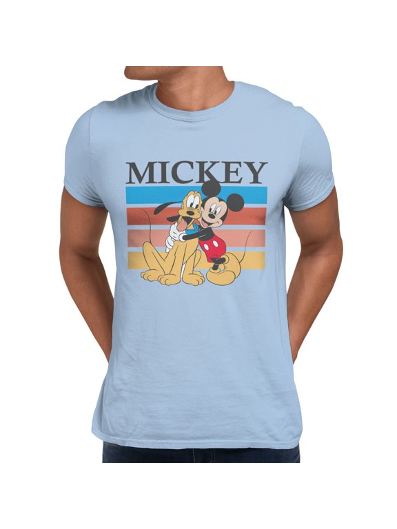 Mickey Mouse And Pluto Retro Hug Men's T Shirt (Light Blue, S-XXXL)