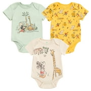 Disney Mickey Mouse Animals 3 Pack Bodysuits Newborn to Infant