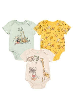 Mickey Mouse Animals 3 Pack Bodysuits Newborn to Infant
