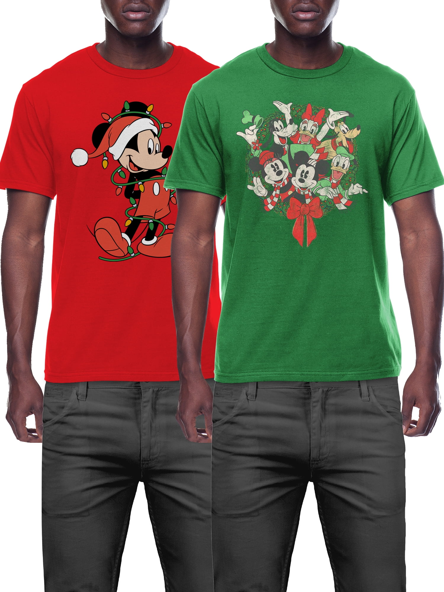 Disney Mickey Mouse Apparel Christmas Graphic T Shirt 2 pack Size S 3XL Men s Big Tall