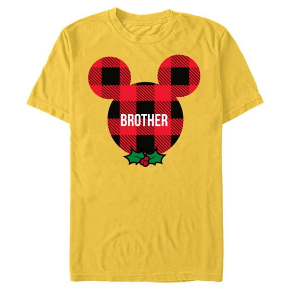 Disney Mickey Mouse BROTHER Holiday Family - Short Sleeve Blended T-Shirt for Adults - Customized-Yellow