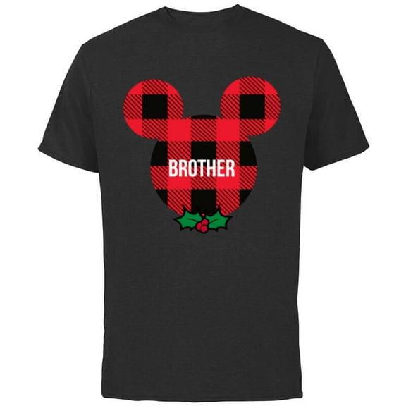 Disney Mickey Mouse BROTHER Holiday Family - Short Sleeve Cotton T-Shirt for Adults - Customized-Black