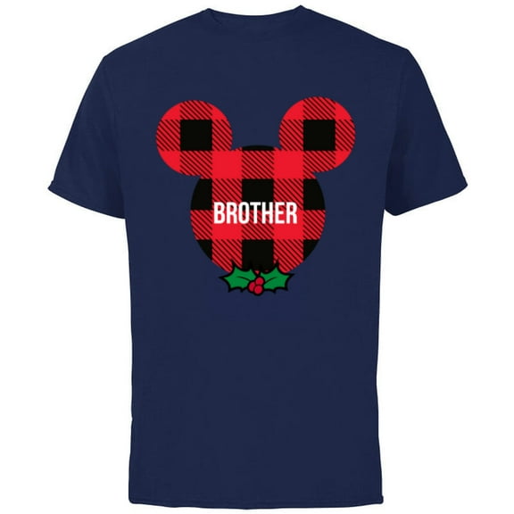 Disney Mickey Mouse BROTHER Holiday Family - Short Sleeve Cotton T-Shirt for Adults - Customized-Navy