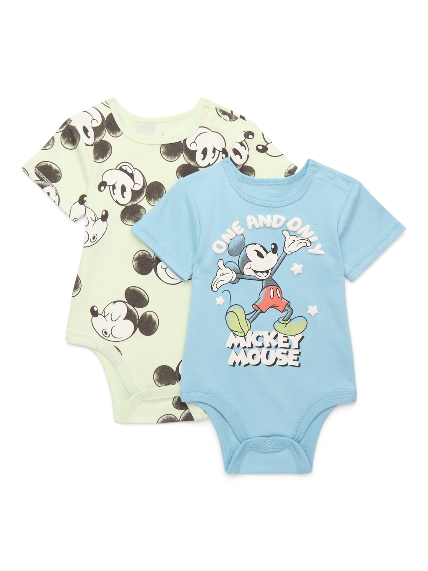 Disney Mickey Mouse Baby Bodysuits, 2-Pack, Sizes 0/3 Months-24 Months