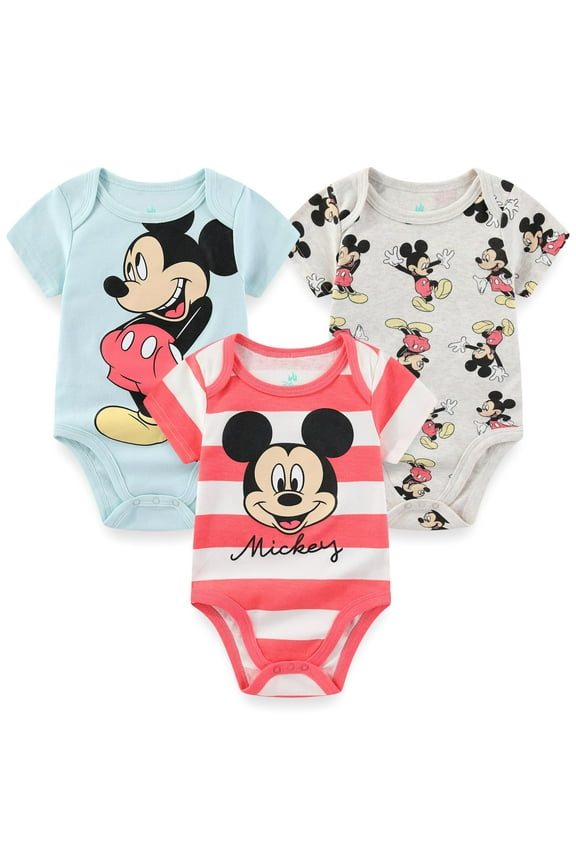 Mickey Mouse Baby Bodysuits (Boys), 3 Pack, Sizes 3M-18M