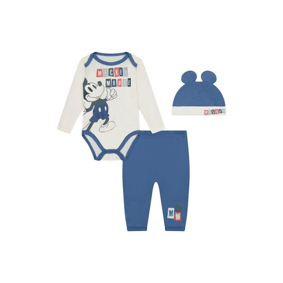 Disney Mickey Mouse Baby Boy 3 Piece Pant Set, Sizes NB-9 Months