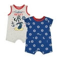 thumbnail image 1 of Disney Mickey Mouse Baby Boy Rompers, 2-Pack, Sizes 0-24 Months, 1 of 11