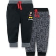 thumbnail image 1 of Disney Mickey Mouse Baby Boys' 2 Pack Fleece Drawstring Jogger Pants, Black 0-3 Months, 1 of 9