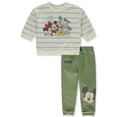 thumbnail image 1 of Disney Mickey Mouse Baby Boys' 2-Piece Joggers Set Outfit - cream/green (Infant), 1 of 3