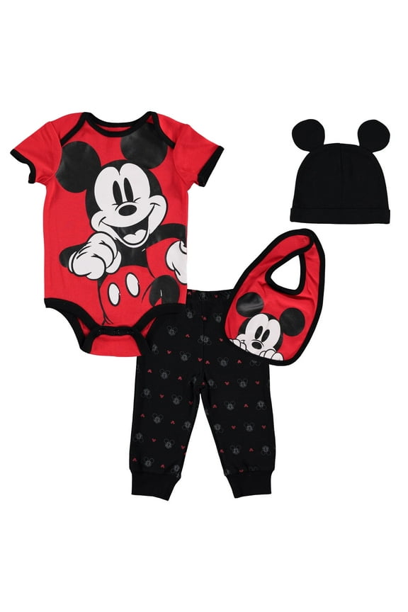 Mickey Mouse Baby Boys Bodysuit Outfit Set (Boy's) 4-Pack