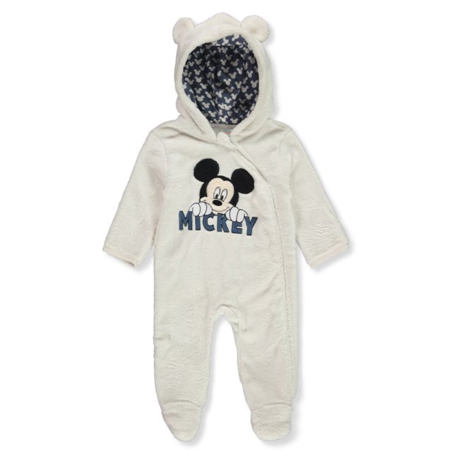 Disney Mickey Mouse Baby Boys' Plush Coveralls Pram Suit Ivory, 3 6