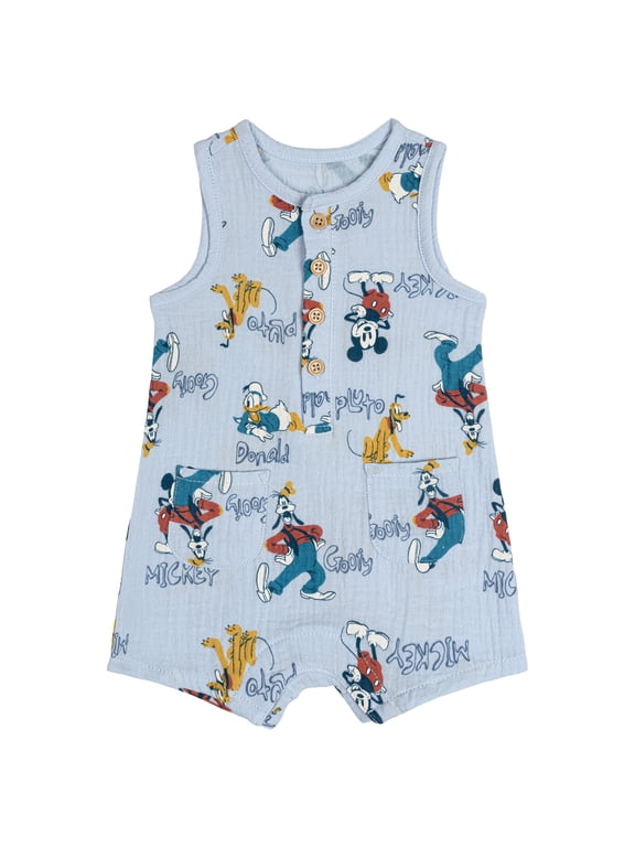 Mickey Mouse Baby Boys' Sleeveless One Piece Romper Friends Blue