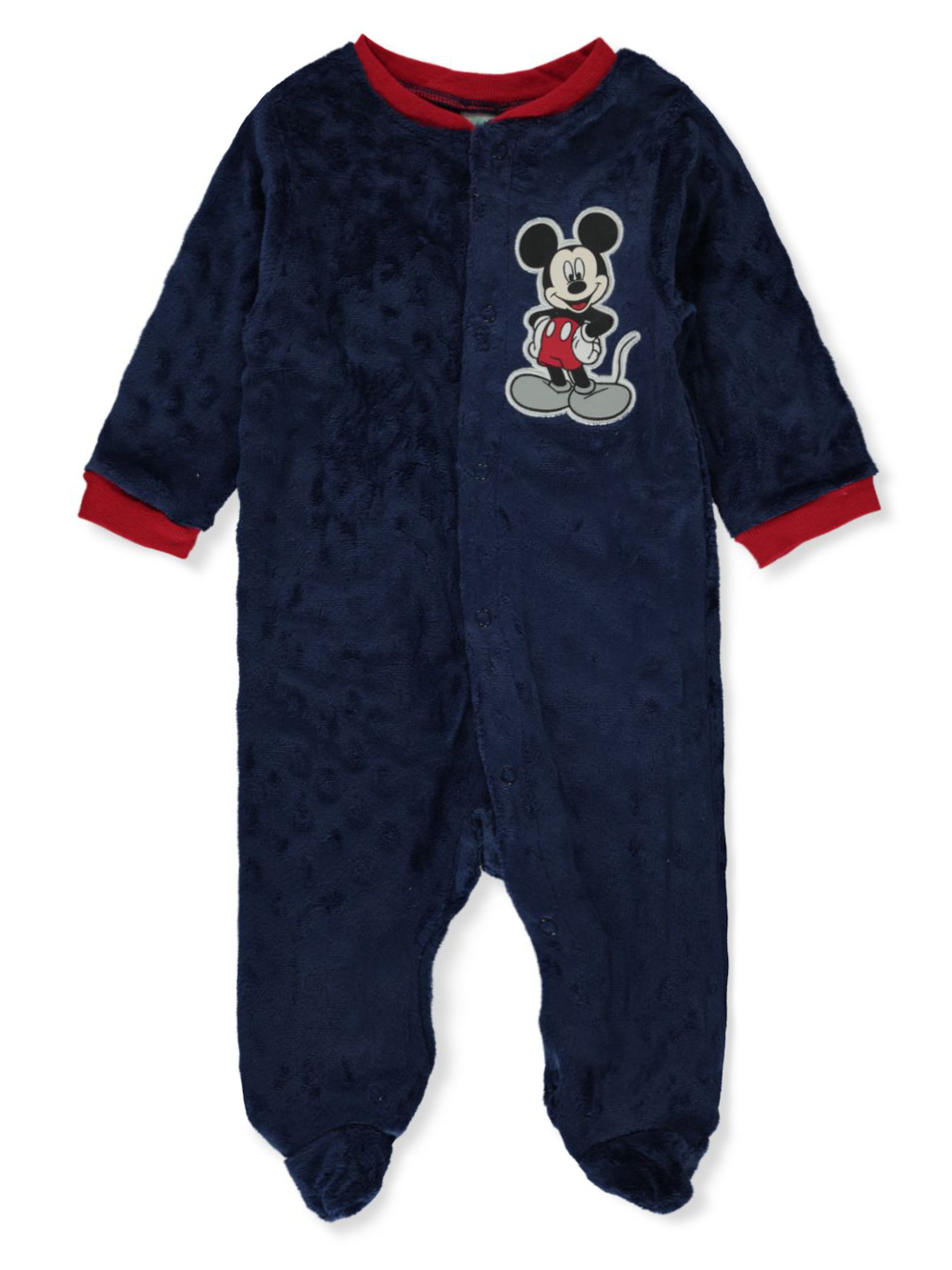 Disney Mickey Mouse Baby Boys' Velour Footed Coveralls navy/red, 6
