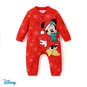 Disney Mickey Mouse Baby Girls Boys Coverall Christmas Jumpsuit Zip Up Outfits Gifts Newborn to Infant