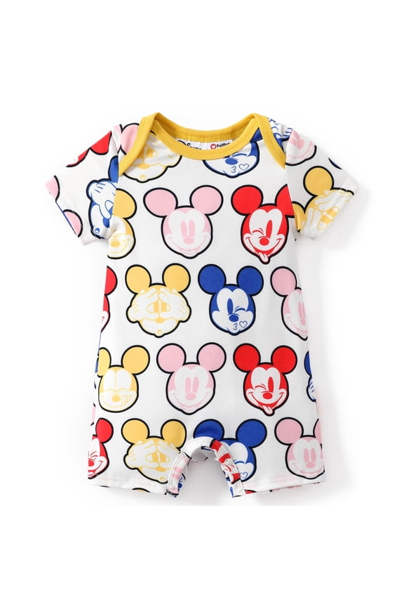 Mickey Mouse Baby Romper All-over Print Short Sleeve Graphic Outfits Newborn to Infant