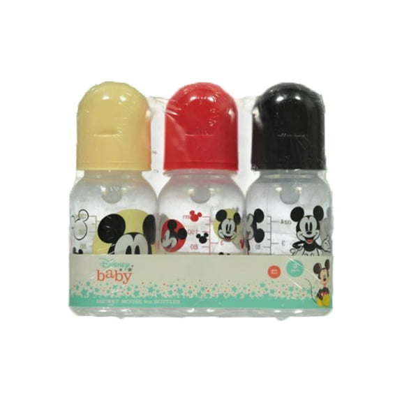 Disney Mickey Mouse Baby Unisex 3-Pack 5 Oz. Baby Bottles - black multi, one size