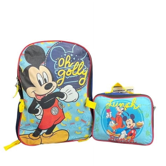 Disney Mickey Mouse Backpack with Detachable Insulated Lunch Bag, Multicolor