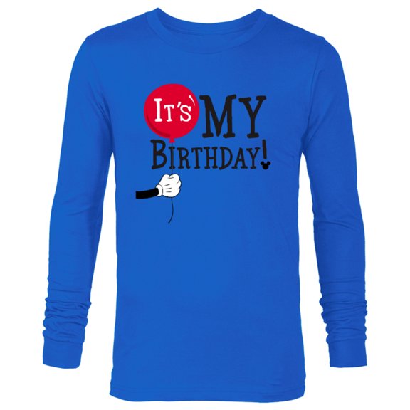Disney Mickey Mouse Balloon It's My Birthday - Long Sleeve T-Shirt for Men -Customized-Royal
