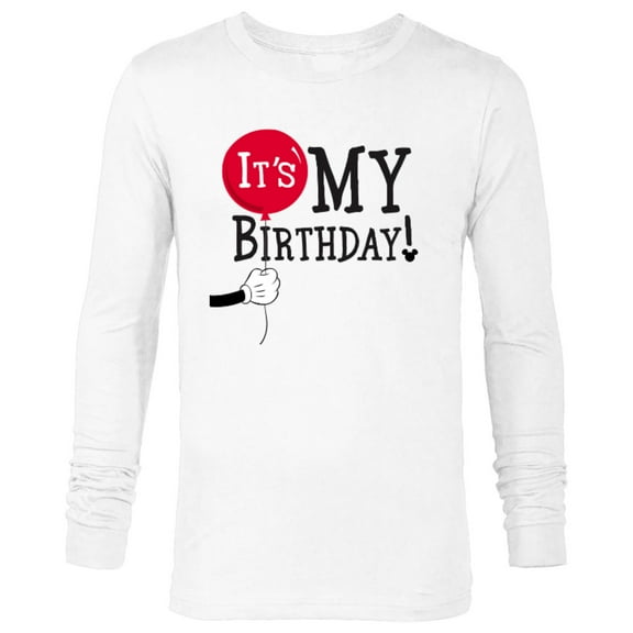 Disney Mickey Mouse Balloon It's My Birthday - Long Sleeve T-Shirt for Men -Customized-White
