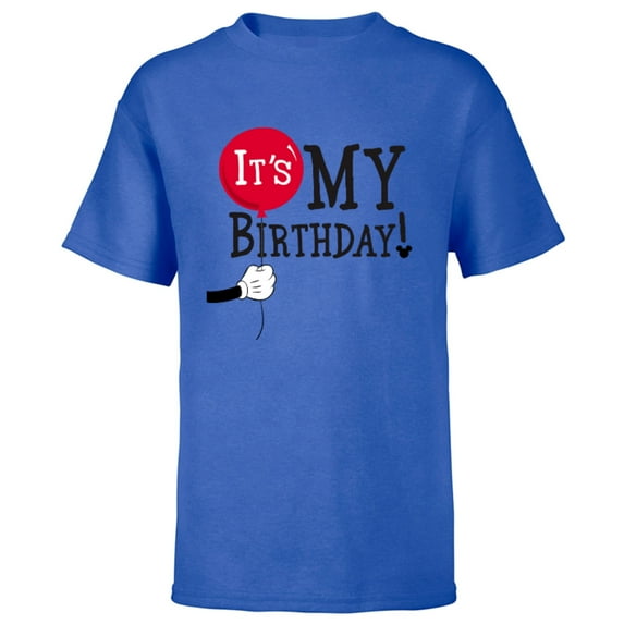 Disney Mickey Mouse Balloon It's My Birthday - Short Sleeve T-Shirt for Kids - Customized-Royal