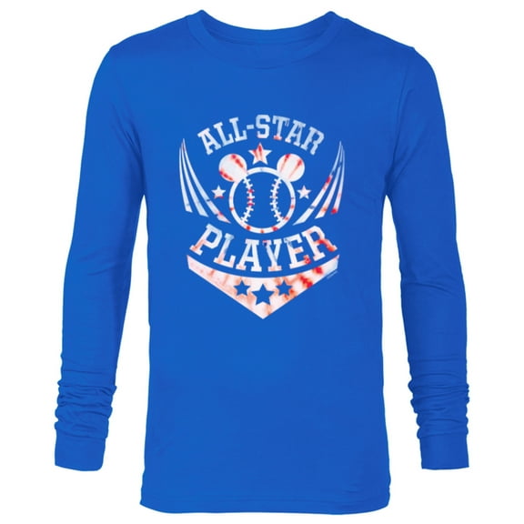 Disney Mickey Mouse Baseball All-Star Player Sports Tie-Dye - Long Sleeve T-Shirt for Men - Customized-Navy