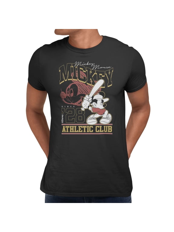 Mickey Mouse Baseball Athletic Club Men's T-Shirt (Black, S-XXXL)