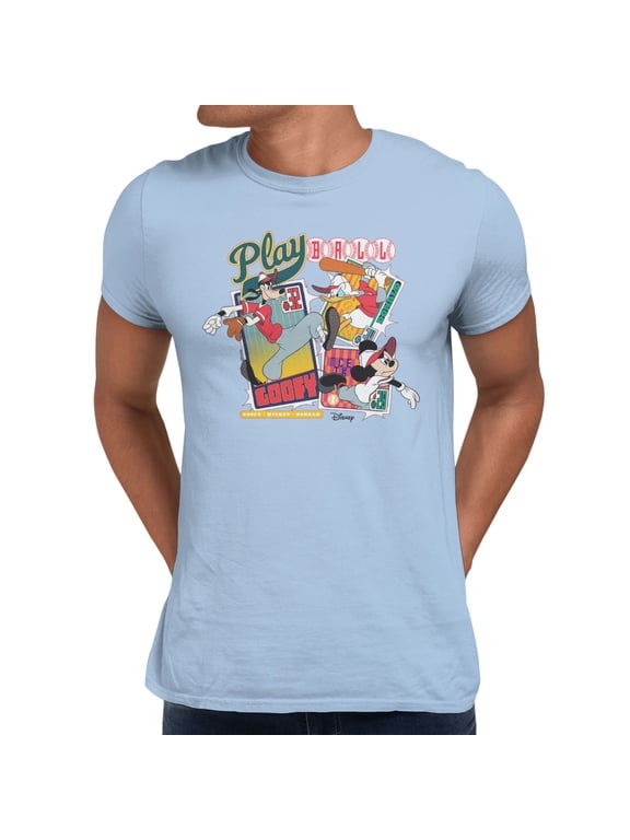 Mickey Mouse Baseball Sports All Star Men's T Shirt (Light Blue, S-XXXL)