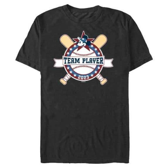 Disney Mickey Mouse Baseball Team Player Sports 2023 - Short Sleeve Blended T-Shirt for Adults - Customized-Dark Heather