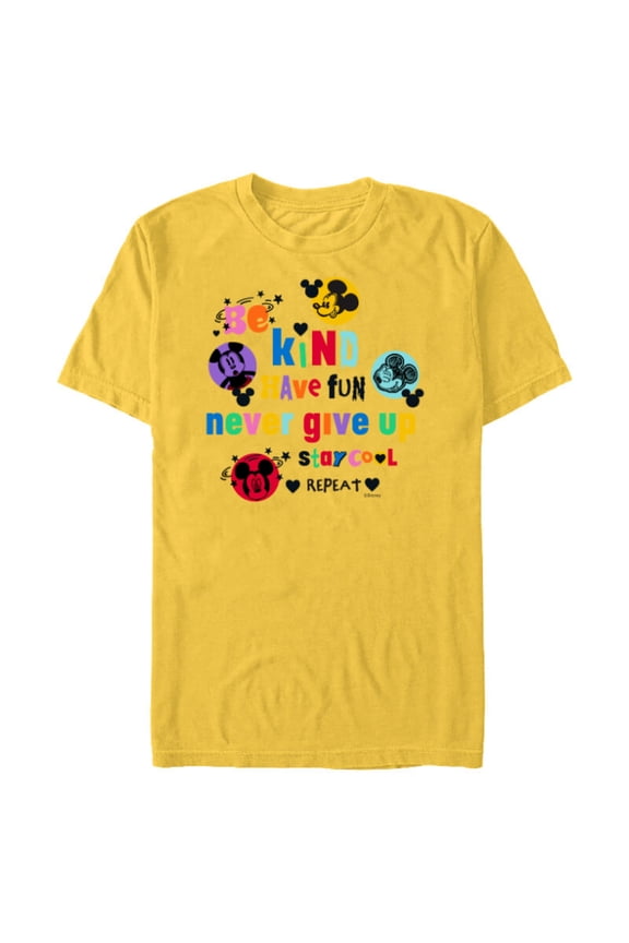 Mickey Mouse Be Kind Have Fun Never Give Up Stay Cool - Short Sleeve Blended T-Shirt for Adults - Customized-Yellow