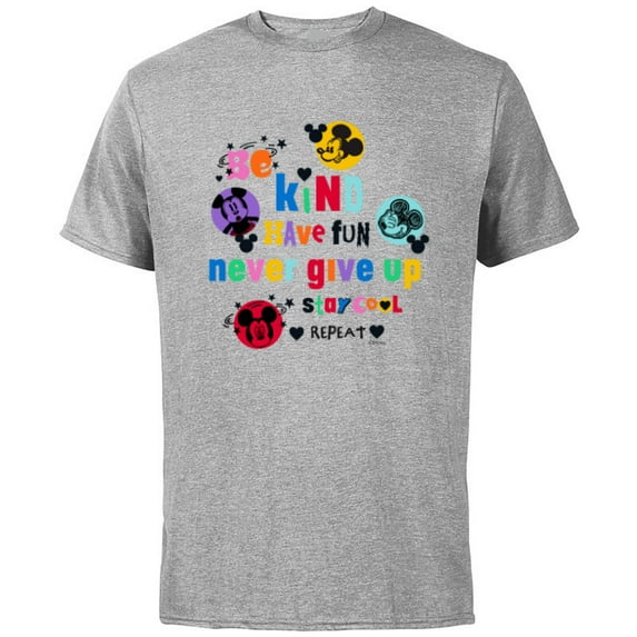 Disney Mickey Mouse Be Kind Have Fun Never Give Up Stay Cool - Short Sleeve Cotton T-Shirt for Adults - Customized-Athletic Heather