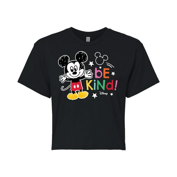Disney - Mickey Mouse - Be Kind - Juniors Cropped Cotton Blend T-Shirt