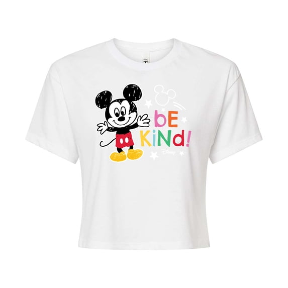 Disney - Mickey Mouse - Be Kind - Juniors Cropped Cotton Blend T-Shirt