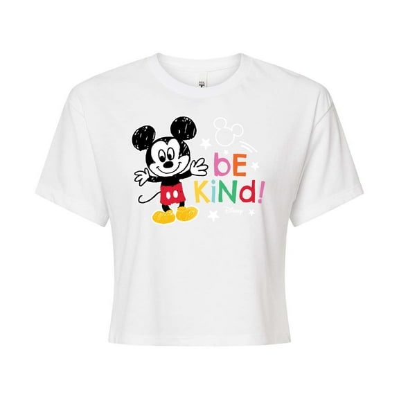 Disney - Mickey Mouse - Be Kind - Juniors Cropped Cotton Blend T-Shirt