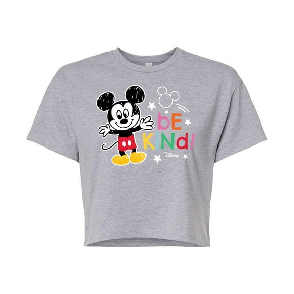 Disney - Mickey Mouse - Be Kind - Juniors Cropped Cotton Blend T-Shirt