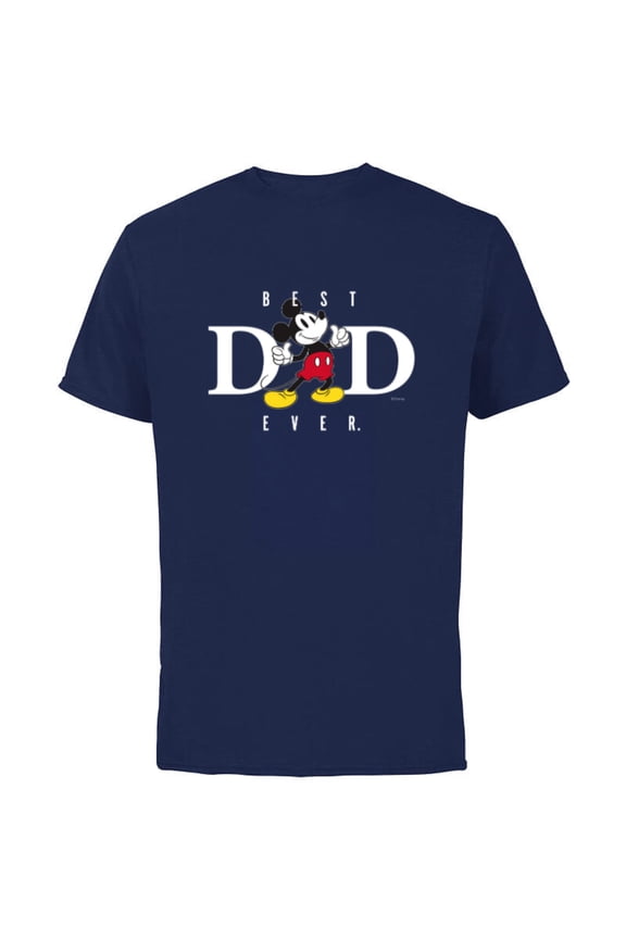 Mickey Mouse Best Dad Ever Thumbs Up Father’s Day - Short Sleeve Cotton T-Shirt for Adults - Customized-Navy