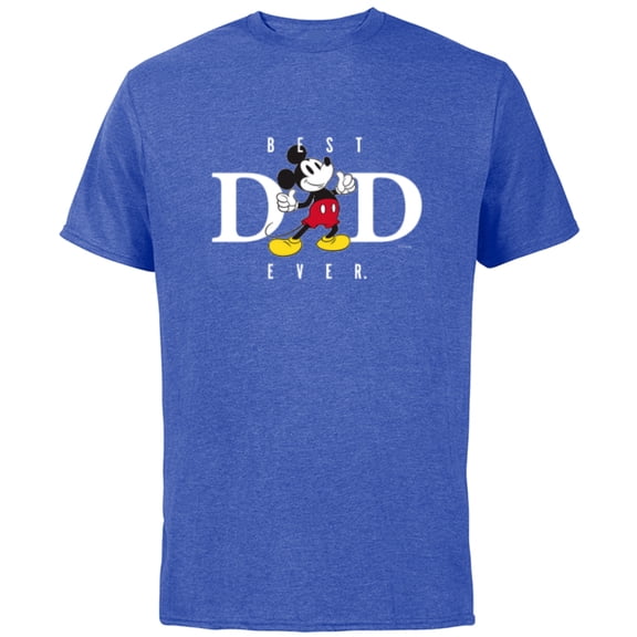 Disney Mickey Mouse Best Dad Ever Thumbs Up Father’s Day - Short Sleeve Cotton T-Shirt for Adults - Customized-Royal Heather