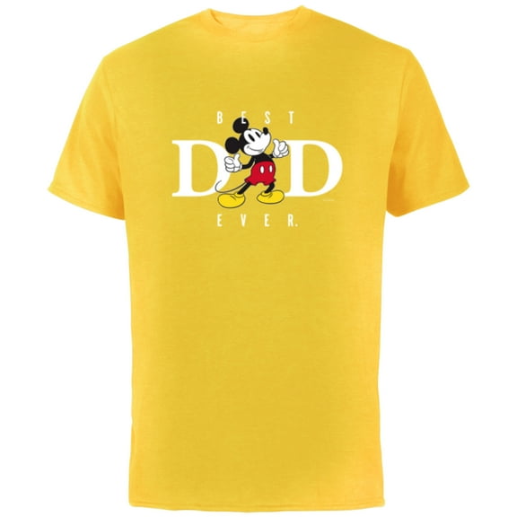 Disney Mickey Mouse Best Dad Ever Thumbs Up Father’s Day - Short Sleeve Cotton T-Shirt for Adults - Customized-Yellow