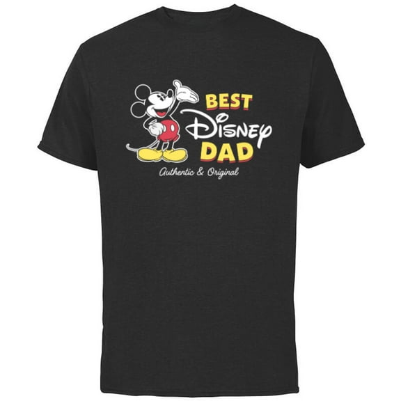 Disney Mickey Mouse Best Disney Dad Birthday Father’s Day - Short Sleeve Cotton T-Shirt for Adults - Customized-Black