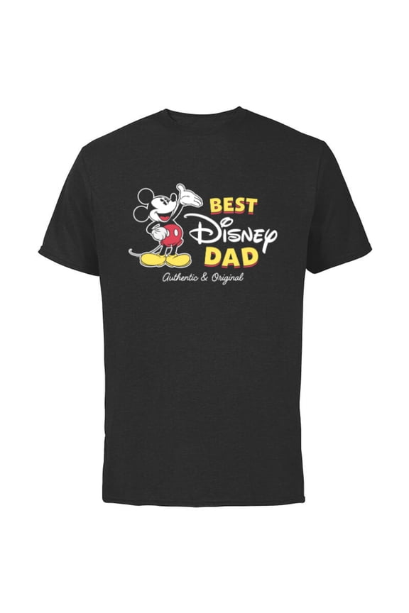 Mickey Mouse Best Disney Dad Birthday Father’s Day - Short Sleeve Cotton T-Shirt for Adults - Customized-Black