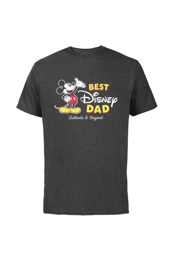 Mickey Mouse Best Disney Dad Birthday Father’s Day - Short Sleeve Cotton T-Shirt for Adults - Customized-Charcoal