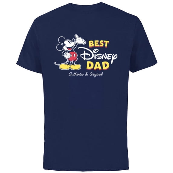 Disney Mickey Mouse Best Disney Dad Birthday Father’s Day - Short Sleeve Cotton T-Shirt for Adults - Customized-Navy