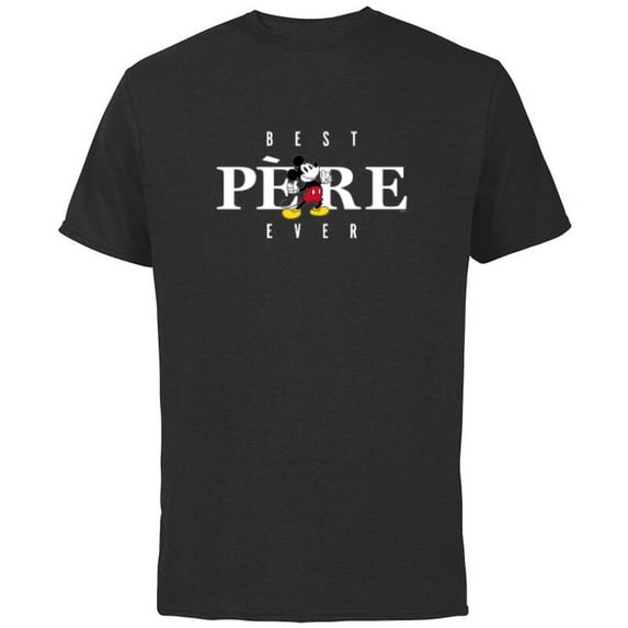 Disney Mickey Mouse Best Père Ever La Fête des Pères - Short Sleeve Cotton T-Shirt for Adults - Customized-Black