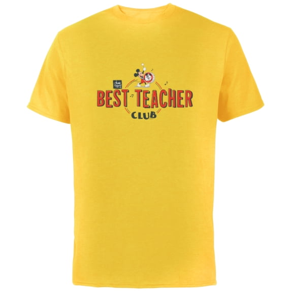 Disney Mickey Mouse Best Teacher Club - Short Sleeve Cotton T-Shirt for Adults - Customized-Yellow