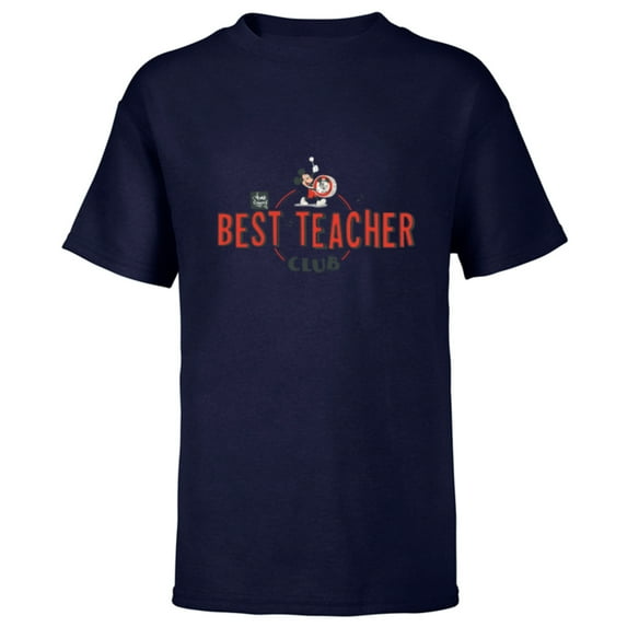 Disney Mickey Mouse Best Teacher Club - Short Sleeve T-Shirt for Kids - Customized-Navy